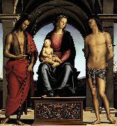 Pietro Perugino The Madonna between St John the Baptist and St Sebastian oil painting artist